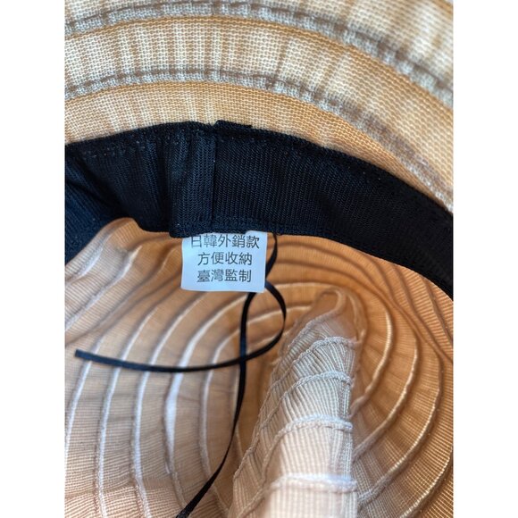 Wide Brim Beige Striped Sun Hat With Bow Accent For Women - One Size - Picture 5 of 7